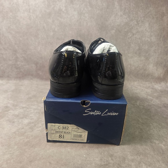 Santino Luciano Mens Patent Blk Derby Dress Shoe C-382 Formal Wedding Tuxedo 8.5 main image 5